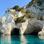 Beautiful sea caves on a small greek island of Marathonisi (known as turtle island),  next to the island of Zakynthos